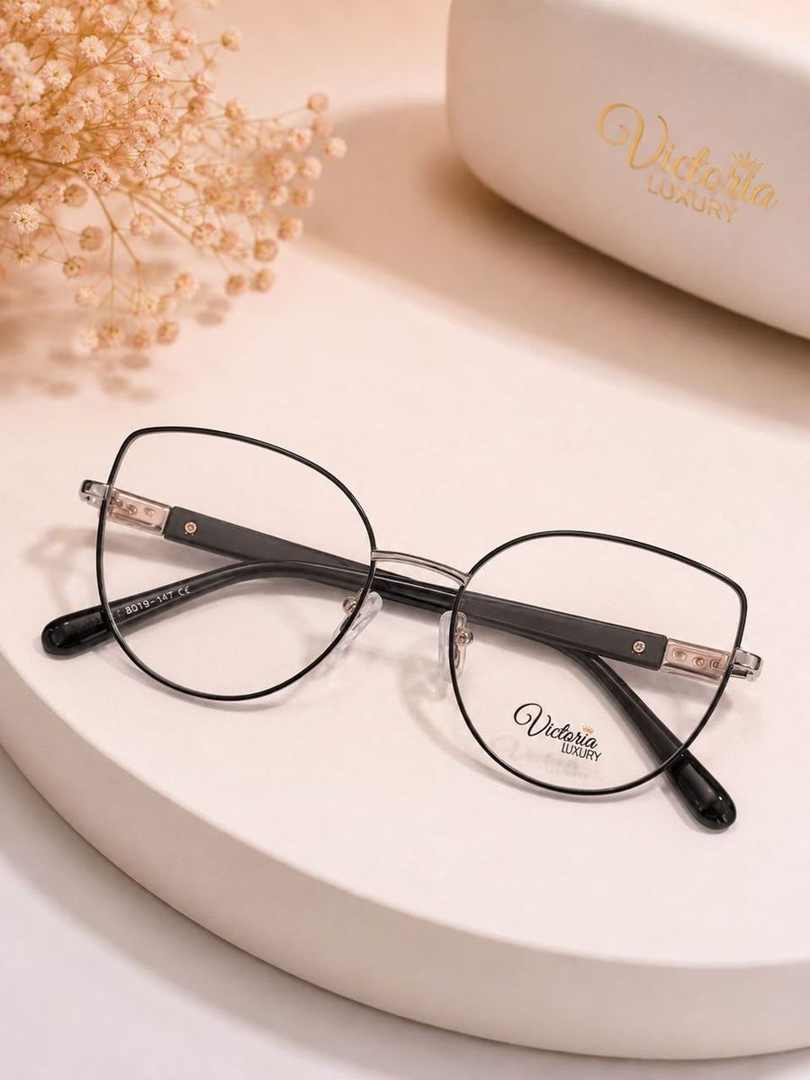 Aro metálico cat-eye negro Victoria Luxury — Ref. VL-201